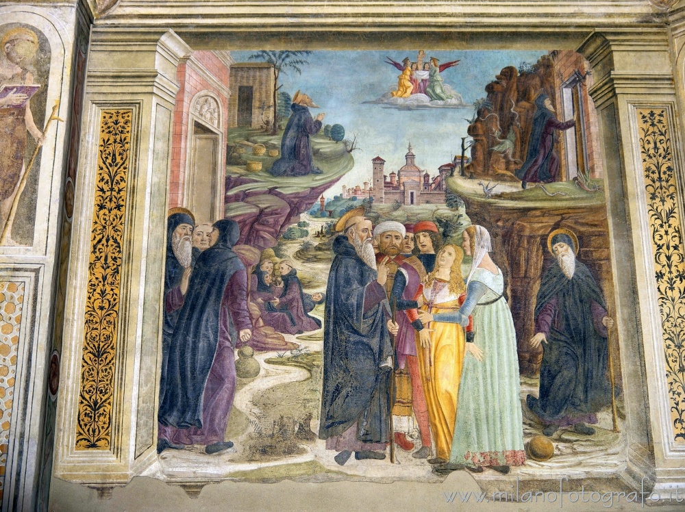 Milano - Affreschi sulla parete sinistra della Cappella Obiano della Chiesa di San Pietro in Gessate